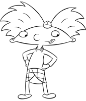 A coloring page of hey arnold